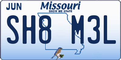 MO license plate SH8M3L