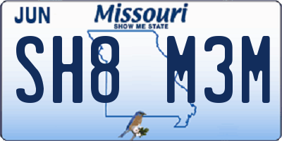 MO license plate SH8M3M