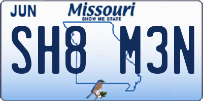 MO license plate SH8M3N