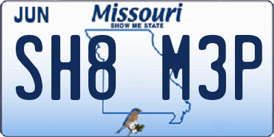 MO license plate SH8M3P