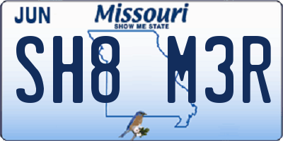 MO license plate SH8M3R