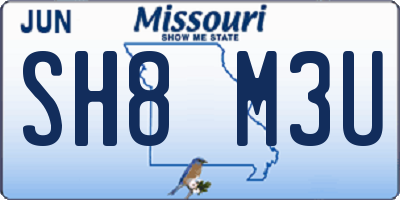 MO license plate SH8M3U
