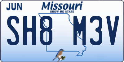 MO license plate SH8M3V