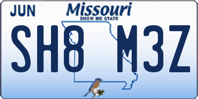 MO license plate SH8M3Z