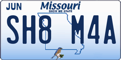 MO license plate SH8M4A