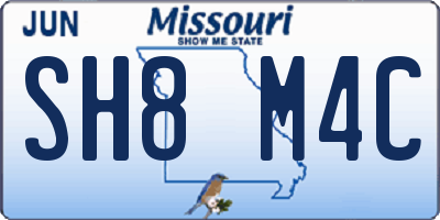 MO license plate SH8M4C