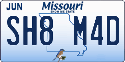 MO license plate SH8M4D
