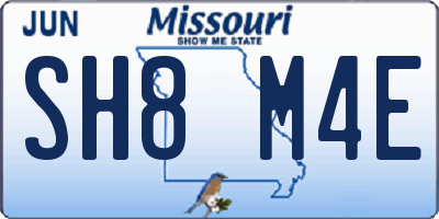 MO license plate SH8M4E