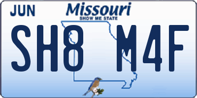 MO license plate SH8M4F