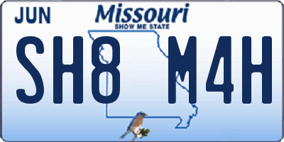 MO license plate SH8M4H