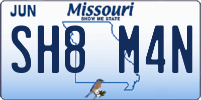 MO license plate SH8M4N