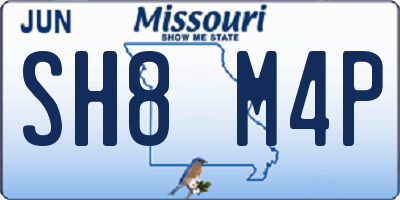 MO license plate SH8M4P