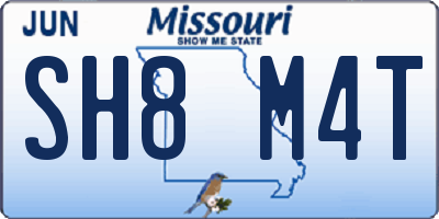 MO license plate SH8M4T