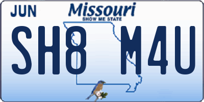 MO license plate SH8M4U