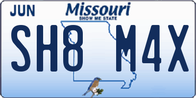 MO license plate SH8M4X