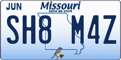 MO license plate SH8M4Z