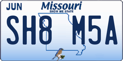 MO license plate SH8M5A