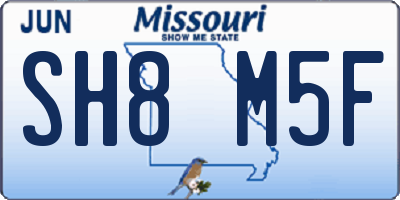 MO license plate SH8M5F