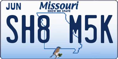 MO license plate SH8M5K