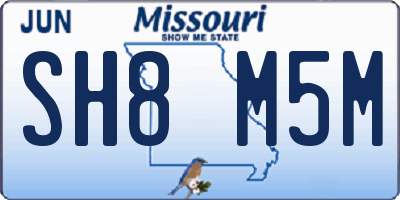 MO license plate SH8M5M