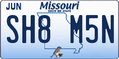 MO license plate SH8M5N