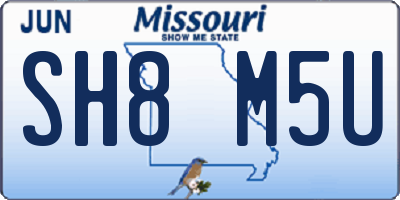 MO license plate SH8M5U