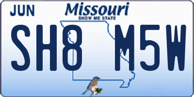 MO license plate SH8M5W