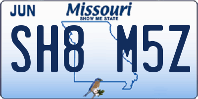 MO license plate SH8M5Z