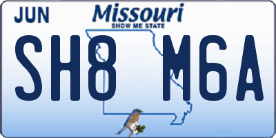 MO license plate SH8M6A