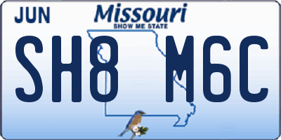 MO license plate SH8M6C