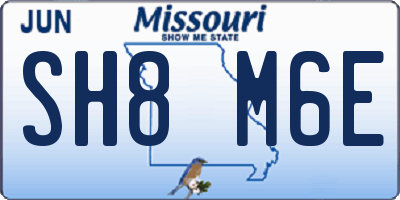 MO license plate SH8M6E