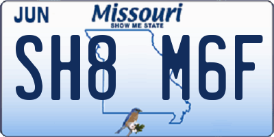 MO license plate SH8M6F