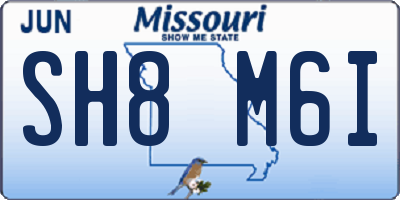 MO license plate SH8M6I