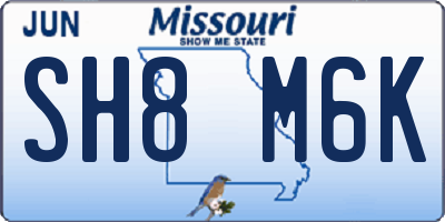 MO license plate SH8M6K