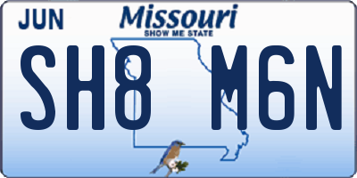 MO license plate SH8M6N