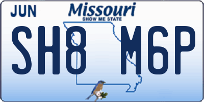 MO license plate SH8M6P