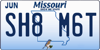 MO license plate SH8M6T
