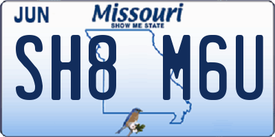 MO license plate SH8M6U
