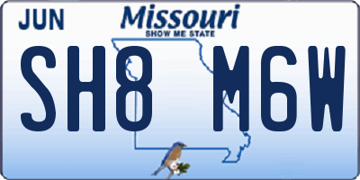 MO license plate SH8M6W