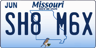 MO license plate SH8M6X