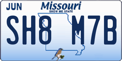 MO license plate SH8M7B