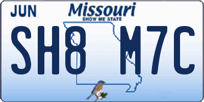MO license plate SH8M7C