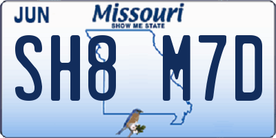 MO license plate SH8M7D