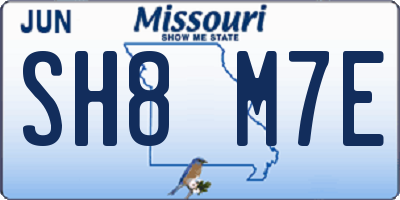 MO license plate SH8M7E