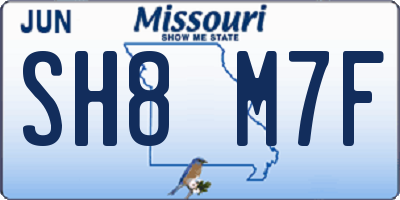 MO license plate SH8M7F