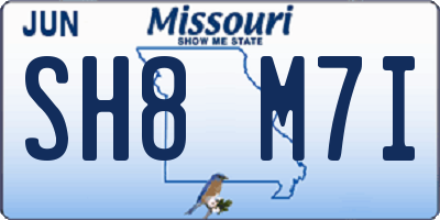 MO license plate SH8M7I