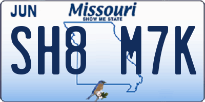MO license plate SH8M7K