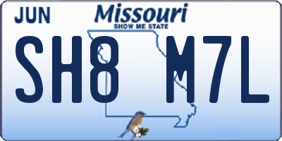 MO license plate SH8M7L