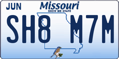 MO license plate SH8M7M