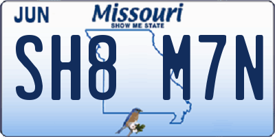 MO license plate SH8M7N